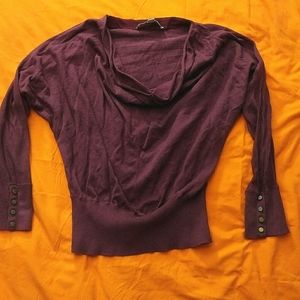 Loft Women's Plum Buttoned Quarter Sleeve Scoop Neckline Fitted Sweater Sz. XS